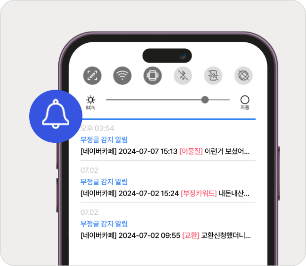 브랜드 부정 글 실시간 PUSH 알림